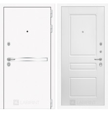 Входная дверь Line White 3 (Шагрень белая / Белый софт) для квартиры в ПИК с шумоизоляцией, толщина полотна 95 мм, взломостойкая с толщиной металла 