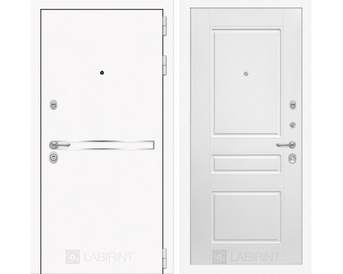 Входная дверь Line White 3 (Шагрень белая / Белый софт) для квартиры в ПИК с шумоизоляцией, толщина полотна 95 мм, взломостойкая с толщиной металла 1.8 мм, замки 4-го класса защиты