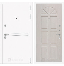 Входная дверь Line White 15 (Шагрень белая / Алмон 25) для квартиры в ПИК с шумоизоляцией, толщина полотна 95 мм, взломостойкая с толщиной металла 1.8 