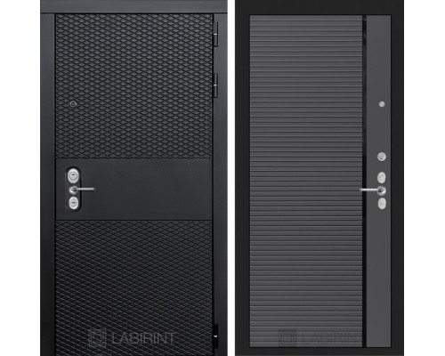 Входная дверь Black Cisa 22 (Чёрный кварц / Графит софт) для квартиры с шумоизоляцией, толщина полотна 120 мм, взломосткая с толщиной металла 1.8 мм, итальянский замок CISA, панели МДФ с двух сторон