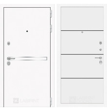 Входная дверь Line White 25 (Шагрень белая / Белый софт) для квартиры в ПИК с шумоизоляцией, толщина полотна 95 мм, взломостойкая с толщиной металла