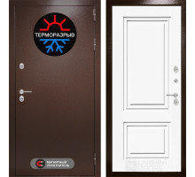 Уличная входная дверь Термо Магнит 26 (Антик медный / Эмаль белая RAL 9003) для загородного дома, дачи, коттеджа, толщина полотна 102 мм, толщина ме