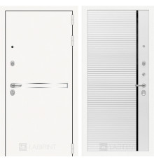 Входная дверь Line White 22 (Шагрень белая / Белый софт) для квартиры в ПИК с шумоизоляцией, толщина полотна 95 мм, взломостойкая с толщиной металла