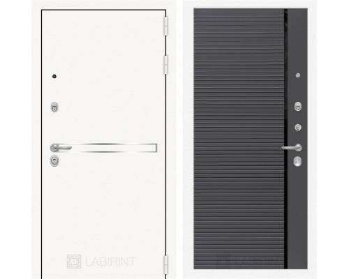 Входная дверь Line White 22 (Шагрень белая / Графит софт) для квартиры в ПИК с шумоизоляцией, толщина полотна 95 мм, взломостойкая с толщиной металла 1.8 мм, замки 4-го класса защиты
