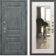 Входная дверь Соната с зеркалом №37.1 (Бетон темный / Сандал белый) для квартиры с шумоизоляцией, толщина полотна 110 мм, толщина металла 1.5 мм, замки 3 и 4-го класса защиты, панели МДФ с двух сторон