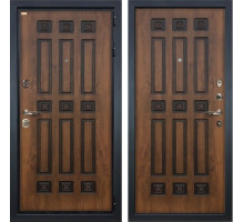 Входная дверь Гладиатор 3К Винорит Голден патина черная (панель №33) для квартиры с шумоизоляцией, толщина полотна 100 мм, взломостойкая с тол