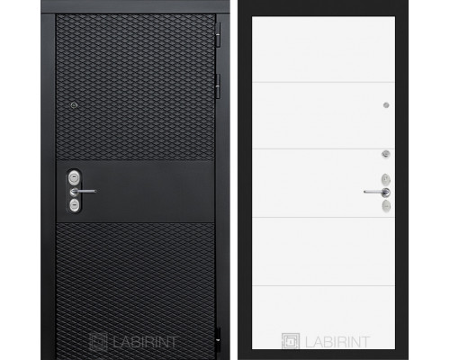 Входная дверь Black Cisa 13 (Чёрный кварц / Белый софт) для квартиры с шумоизоляцией, толщина полотна 120 мм, взломосткая с толщиной металла 1.8 мм, итальянский замок CISA, панели МДФ с двух сторон