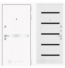 Входная дверь Line White 01 (Шагрень белая / Белое дерево) для квартиры в ПИК с шумоизоляцией, толщина полотна 95 мм, взломостойкая с толщиной метал