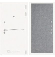 Входная дверь Line White 21 (Шагрень белая / Бетон светлый) для квартиры в ПИК с шумоизоляцией, толщина полотна 95 мм, взломостойкая с толщиной мета