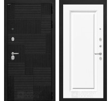 Входная дверь Пазл 27 (Лофт черный / Эмаль белая RAL 9003) для квартиры с шумоизоляцией, толщина полотна 105 мм, толщина металла 1.5 мм, панели МДФ с д