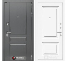 Входная дверь Платинум 26 (Альберо Грей / Эмаль белая RAL 9003) для квартиры с шумоизоляцией, толщина полотна 115 мм, взломостойкая с толщиной мета