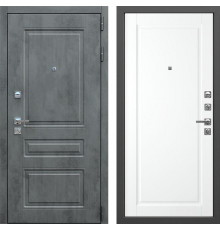 Входная дверь Соната №120 (Бетон темный / Эмаль Белая) для квартиры с шумоизоляцией, толщина полотна 110 мм, толщина металла 1.5 мм, замки 3 и 4-го 
