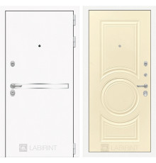 Входная дверь Line White 23 (Шагрень белая / Шампань софт) для квартиры в ПИК с шумоизоляцией, толщина полотна 95 мм, взломостойкая с толщиной метал