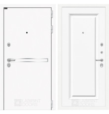 Входная дверь Line White 27 (Шагрень белая / Эмаль белая RAL 9003) для квартиры в ПИК с шумоизоляцией, толщина полотна 95 мм, взломостойкая с толщиной м