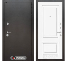 Входная дверь Сильвер 26 (Антик темное серебро / Эмаль белая RAL 9003) для квартиры с шумоизоляцией, толщина полотна 105 мм, взломостойкая с толщин