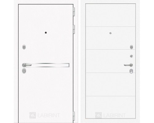 Входная дверь Line White 13 (Шагрень белая / Белый софт) для квартиры в ПИК с шумоизоляцией, толщина полотна 95 мм, взломостойкая с толщиной металла 1.8 мм, замки 4-го класса защиты