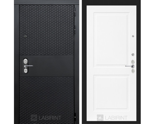 Входная дверь Black Cisa 11 (Чёрный кварц / Белый софт) для квартиры с шумоизоляцией, толщина полотна 120 мм, взломосткая с толщиной металла 1.8 мм, итальянский замок CISA, панели МДФ с двух сторон