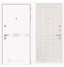 Входная дверь Line White 3 (Шагрень белая / Сандал белый) для квартиры в ПИК с шумоизоляцией, толщина полотна 95 мм, взломостойкая с толщиной метал