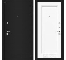 Входная дверь Классик 27 (Шагрень черная / Эмаль белая RAL 9003) для квартиры с шумоизоляцией, толщина полотна 90 мм, толщина металла 1.5 мм, три кон