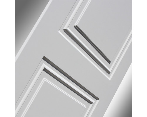 Входная дверь Line White 26 (Шагрень белая / Эмаль белая RAL 9003) для квартиры в ПИК с шумоизоляцией, толщина полотна 95 мм, взломостойкая с толщиной металла 1.8 мм, замки 4-го класса защиты
