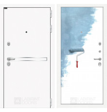 Входная дверь Line White 28 (Шагрень белая / Под покраску) для квартиры в ПИК с шумоизоляцией, толщина полотна 95 мм, взломостойкая с толщиной метал