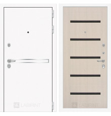 Входная дверь Line White 1 (Шагрень белая / Дуб беленый) для квартиры в ПИК с шумоизоляцией, толщина полотна 95 мм, взломостойкая с толщиной металл