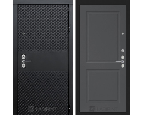 Входная дверь Black Cisa 11 (Чёрный кварц / Графит софт) для квартиры с шумоизоляцией, толщина полотна 120 мм, взломосткая с толщиной металла 1.8 мм, итальянский замок CISA, панели МДФ с двух сторон