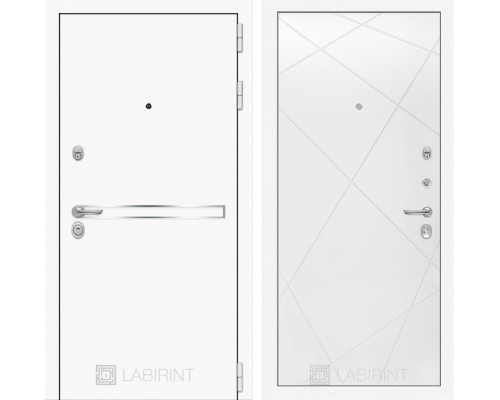 Входная дверь Line White 24 (Шагрень белая / Белый софт) для квартиры в ПИК с шумоизоляцией, толщина полотна 95 мм, взломостойкая с толщиной металла 1.8 мм, замки 4-го класса защиты