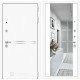 Входная дверь Line White с зеркалом Максимум (Шагрень белая / Белый софт) для квартиры в ПИК с шумоизоляцией, толщина полотна 95 мм, взломостойкая с толщиной металла 1.8 мм, замки 4-го класса защиты